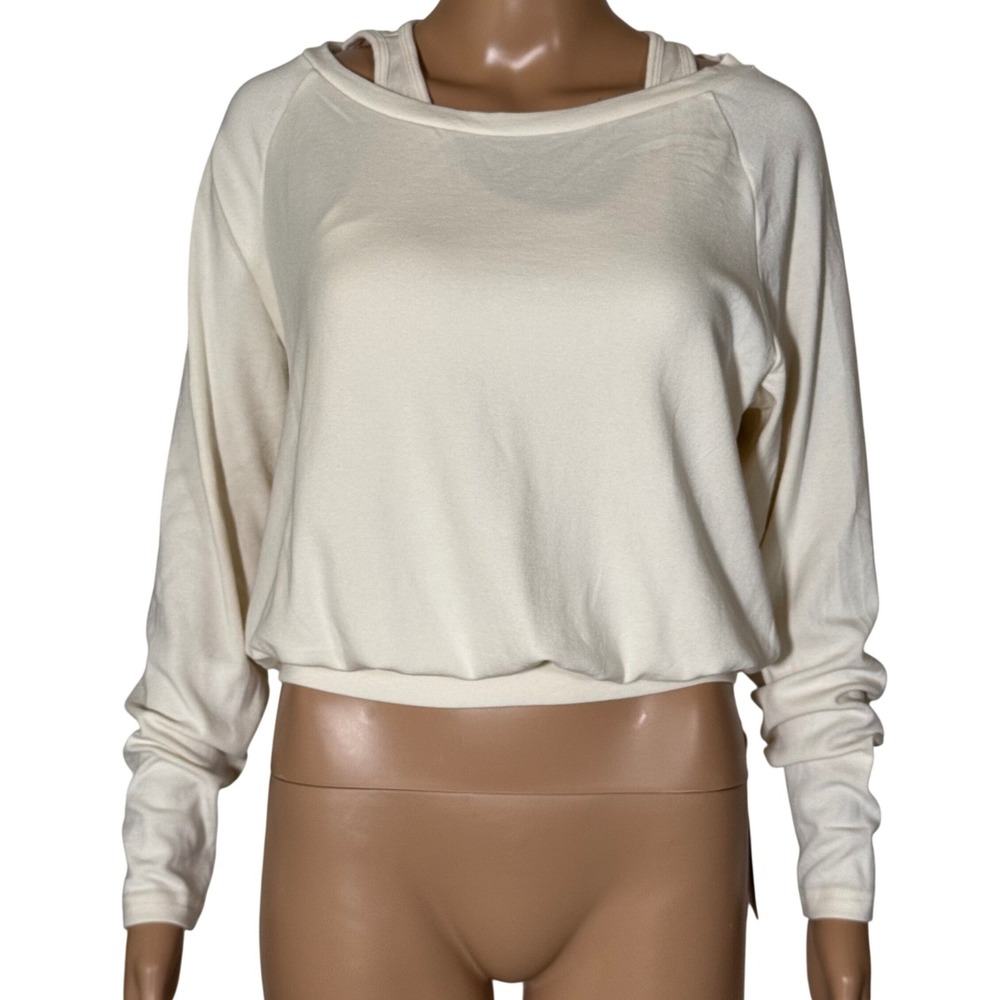 OGL Move Eco-Mousse 2-in-1 Sweatshirt Built-in Bra Cream Small 241008-2033W22